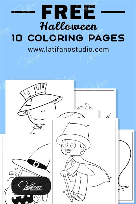 Free Printable halloween coloring pages for kids - 10 Pages - Printable