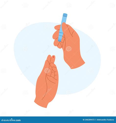 Hand Performing a Fingerstick Test for Blood Glucose. Medical