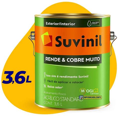 Tinta Acr Lica Rende Cobre Muito Suvinil L Branca P Paredes