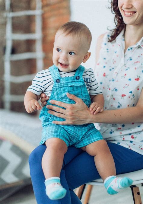 Beautiful Brunette Mother With Baby Boy Stock Image Image Of Concept Clothes 114129319