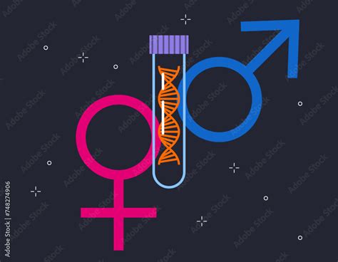 Gender Symbols Of Man And Woman With Dna Dna Helix And Abstract Human Couple Dna Helix Male