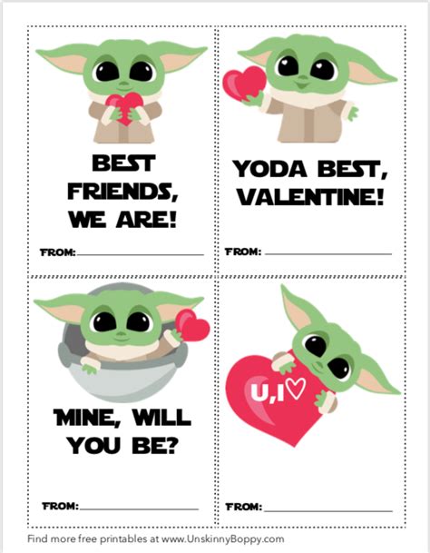 Baby Yoda Valentine S Cards Free Printables Unskinny Boppy Yoda