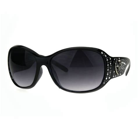 Sa106 Bling Rhinestone Iced Out Diva Fashion Plastic Diva Sunglasses Black Smoke