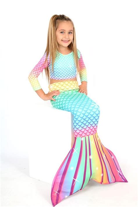 Pistyle K Z Ocuk Deniz K Z Konsepti Uzun Kol Parti Kost M Alt S T Bikini Ve Kuyruk Par A