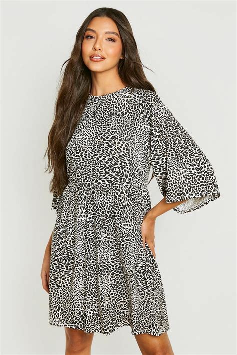 Leopard Print Batwing Smock Dress Boohoo