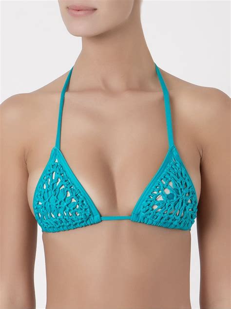 Amir Slama Triangle Bikini Top Blue FARFETCH