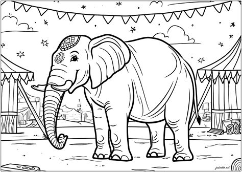 Circus elephant - Circus Coloring Pages for Kids