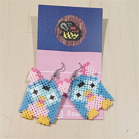 Furby Earrings In 2024 Diy Perler Bead Crafts Easy Perler Beads