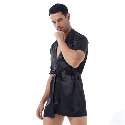 Buy Gay Men Underwear Sissy Lingerie Summer And Autumn Satin Kimono Bathrobebath Robe Dressing