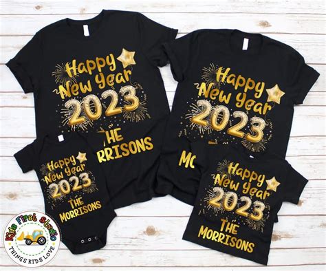 Three New Year T Shirts With The Words Happy New Year And 2021 On Them