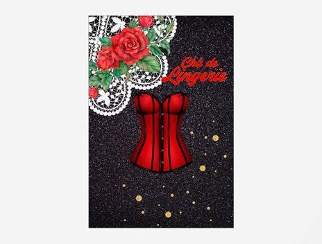 Painel De Festa d Vertical x Chá de Lingerie Vermelho e Preto Via Cores