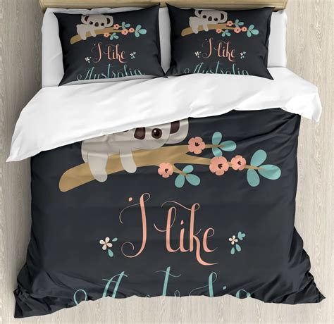 Conjunto De Cama Kawaii Koala Para Crian As Tamanho Completo Meninos E