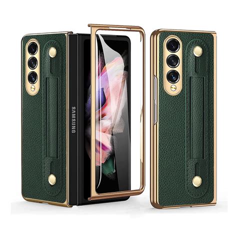 ELEHOLD Luxury Folding Leather Case For Samsung Galaxy Z Fold 3 With