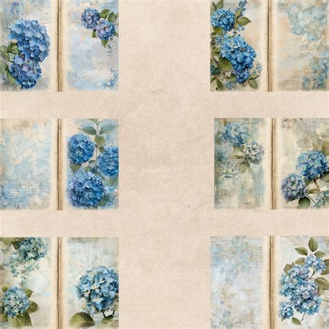 Junk Journal Printable Hydrangea Ephemera Vintage Blue Hydrangea