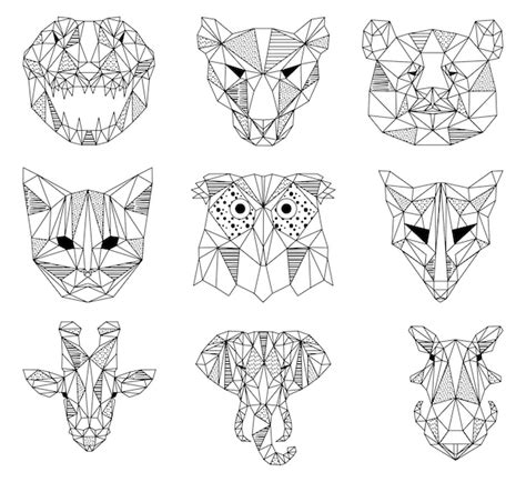 Premium Vector | Black and White Geometric Animal Head Illustration