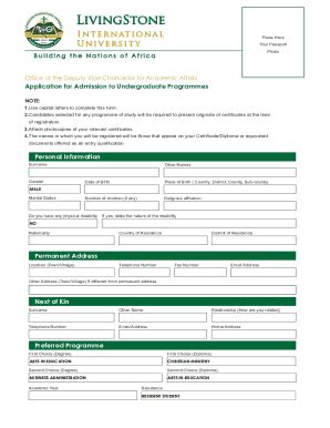 Fillable Online Liu Application Form Application Form Fax Email Print