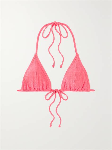 Good American Sparkle Tiny Ties Metallic Triangle Bikini Top In Pink ModeSens