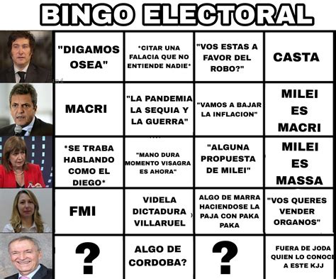 Bingo Electoral para el debate de hoy. Hagan sus apuestas! : r/argentina