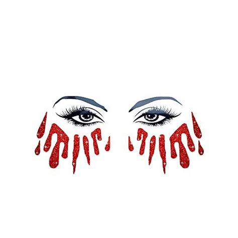 Neva Nude Blood Tears Red Glitter Sparkle Face Crystal Sticker Face