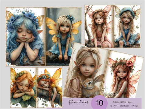 Fairies Junk Journal Kit Fairy Collage Printables Digital Fairy Kit