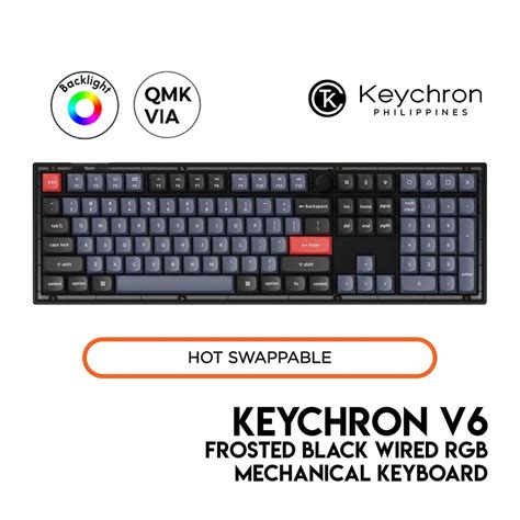 Keychron V Knob Qmk Mechanical Keyboard Frosted Black Full Wired Rgb Hot Swap Qmk Via