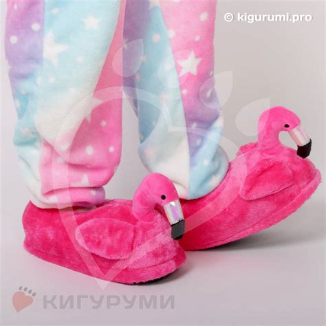 Тапки-игрушки фламинго малиновые • Магазин Кигуруми