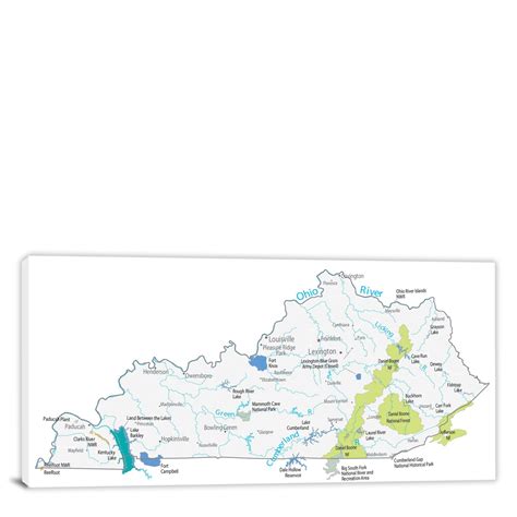 Kentucky-Places Map, 2022 - Canvas Wrap