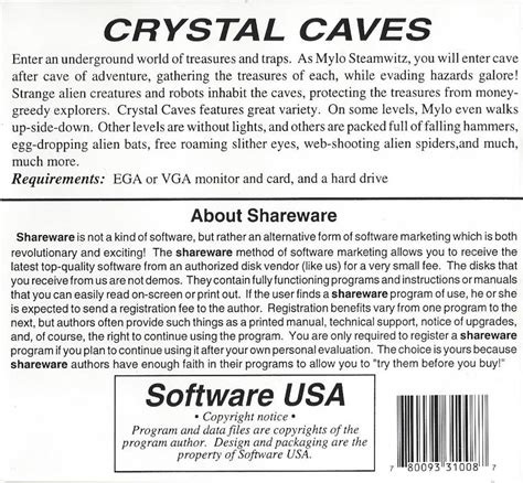 Crystal Caves Cover Or Packaging Material Mobygames