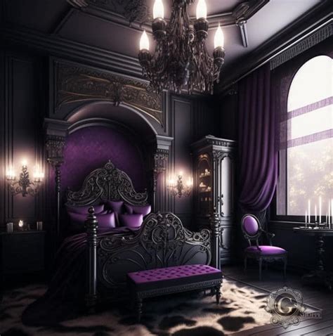 Gorgeous Black & Purple Gothic Bedroom