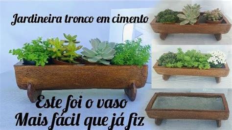 Jardineira Tronco Em Cimento Vaso Fácil Artes em Geral