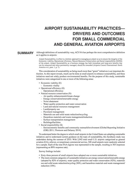 Summary | Airport Sustainability Practices—Drivers and Outcomes for
