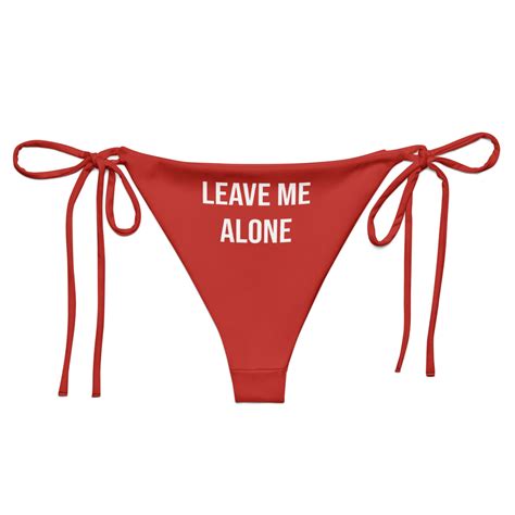 Leave Me Alone Red Recycled String Bikini Bottom Xs X Meme Funny Satire Feminism Size