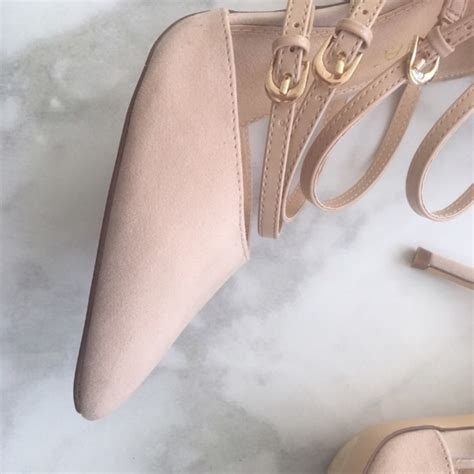 Nude Blush Strapped Kitten Heels Pumps Stilettos Gem
