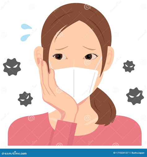 Young Woman Wearing A Mask Vector Illustration Upper Body Stock Vector