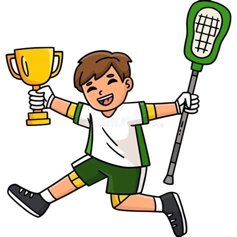 Lacrosse Player Jumping in Victory Cartoon Clipart Stock Illustration ...