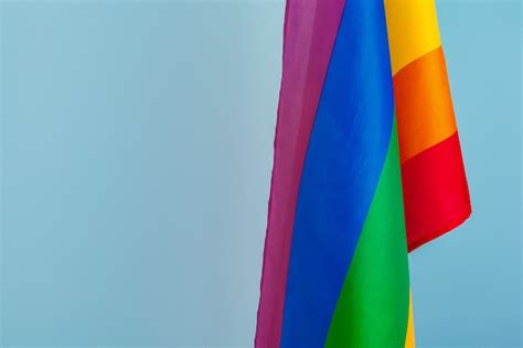 Textura de tecido da bandeira do arco íris gay close up Foto Premium