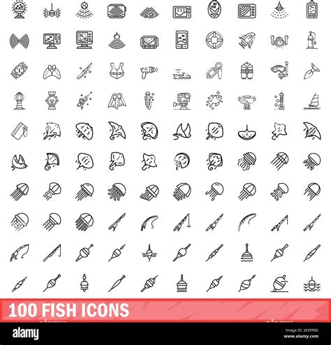 Fish Icons Set Outline Illustration Of Fish Icons Vector Set