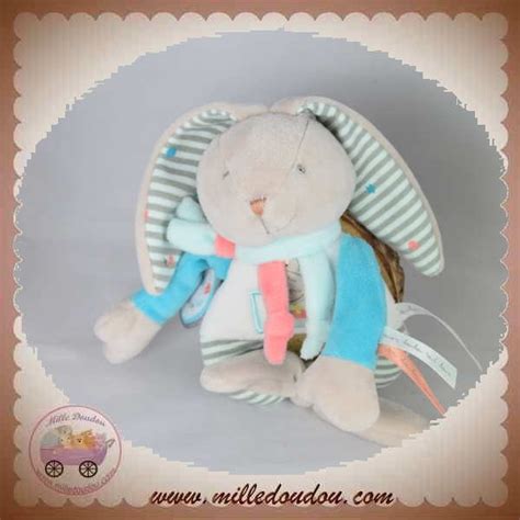 DOUDOU ET COMPAGNIE LAPIN HAPPY HOCHET BLANC BLEU Boutique Pour