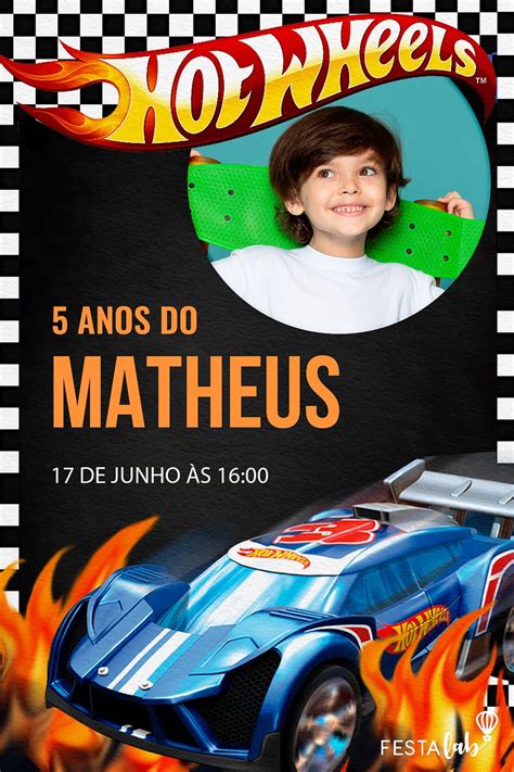 Criar convite de aniversário Convite Hot Wheels FestaLab