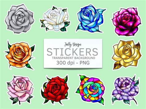 Roses Stained Glass Stickers Graphic By Jallydesign · Creative Fabrica