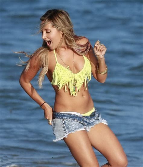 Ashley Tisdale Busty In Bikini Top Unbuttoned Hot Pants Celebrate Her