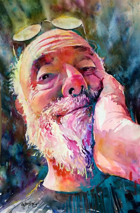 David Lobenberg Lobenberg Selfie Watercolor Portraits Watercolor