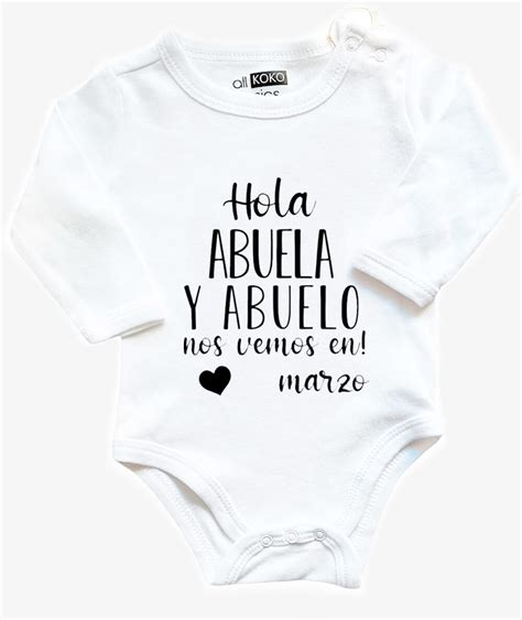 Body para bebé con frase Hola Abuelo y abuela nos vemos en mes