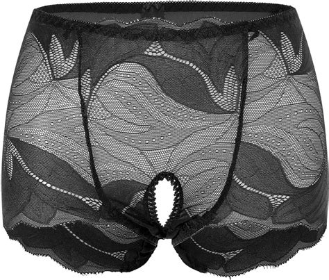 Zdhoor Women Seamless Lace Panties Sexy Ice Silk Bikini Briefs See Through High Cut Shorts