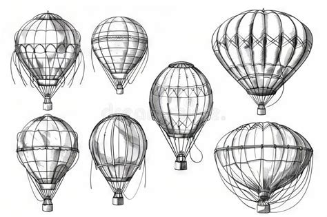 Hot Air Balloon Set Contour Drawings For Design Stock Image Image Of Contour Shape 326599745