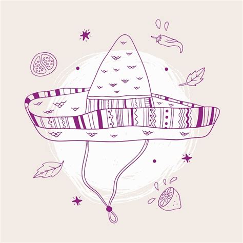 Handgezeichnete Mariachi Hut Hat Illustration Kostenlose Vektor