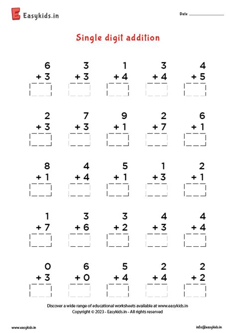 Single Digit Addition Worksheet Worksheets Library