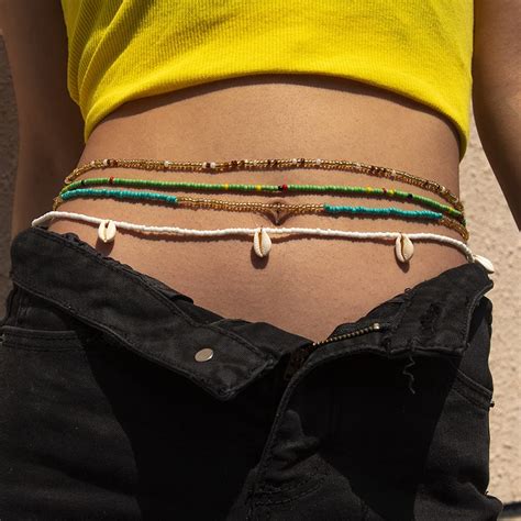 Amazon Missgrace Boho Layered Sexy Waist Chain Minimalist Beach Bikini Colorful Beads Shell