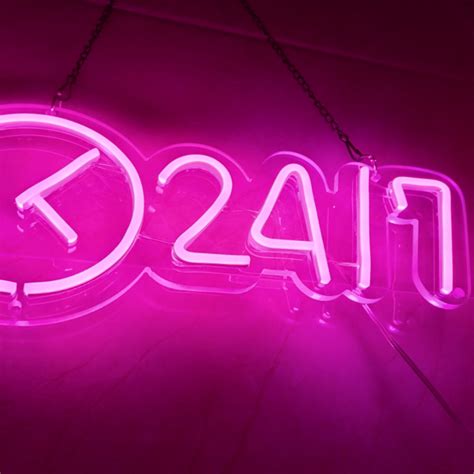 24/7 Neon Sign 17.7×7in/45×18cm