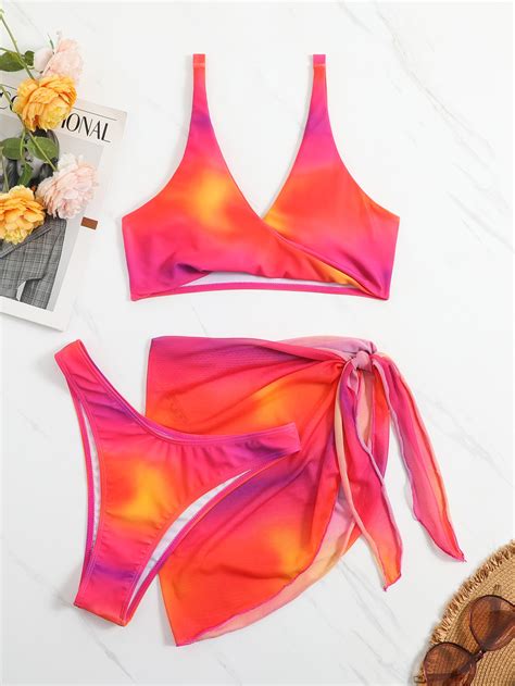 SHEIN Swim Vcay Bañador bikini de ombré con falda de playa Moda de Mujer SHEIN México